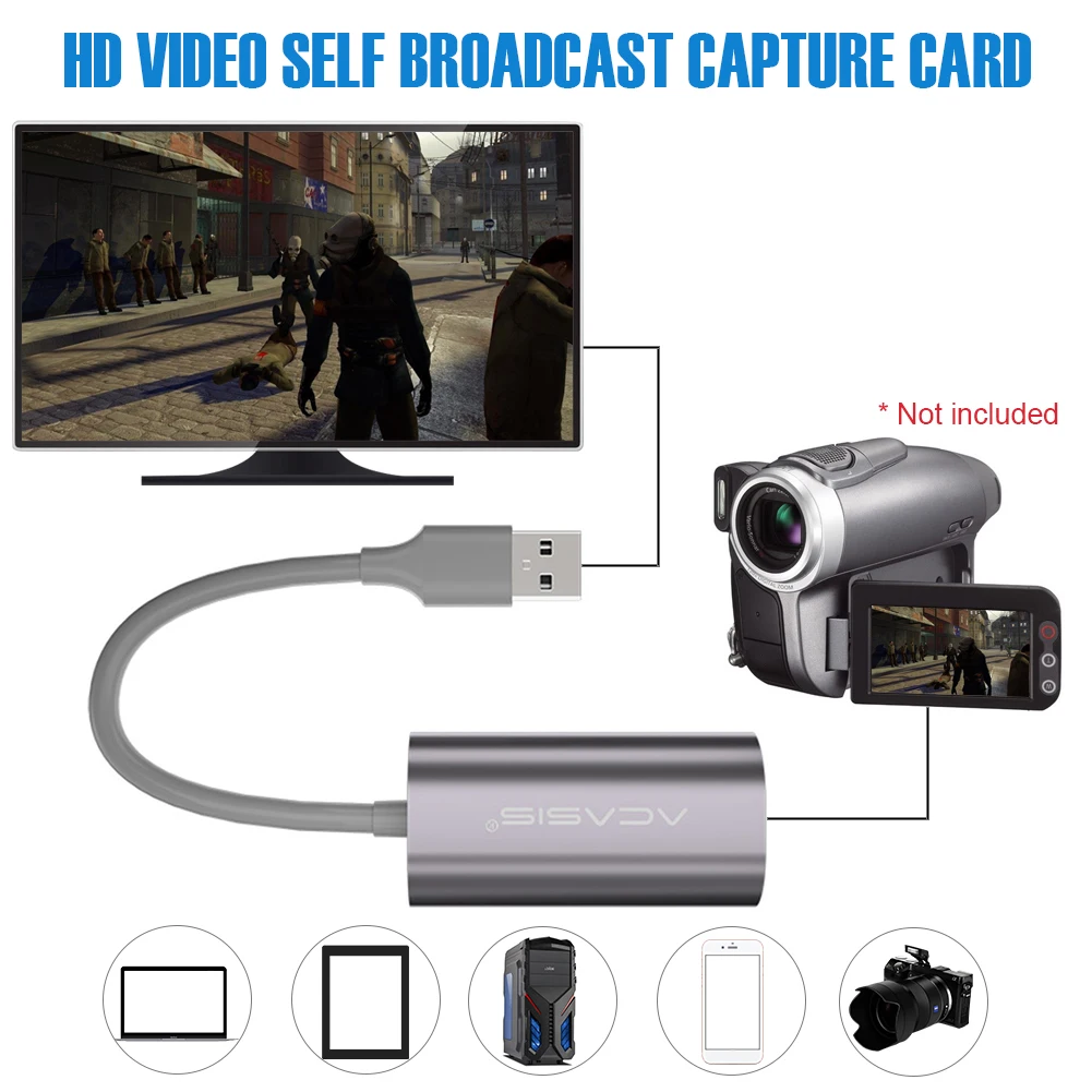 

HDMI Video Capture Card Full HD 1080p 30fps vedio Streaming Capture USB 2.0 Cards Grabber Recorder Box fr PS4 Game OBS Camera