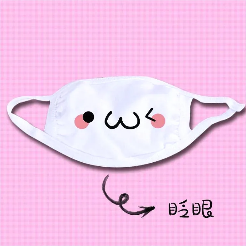 Хлопковая маска от пыли Kawaii мультяшная черная белая для выражения зубов Муфель
