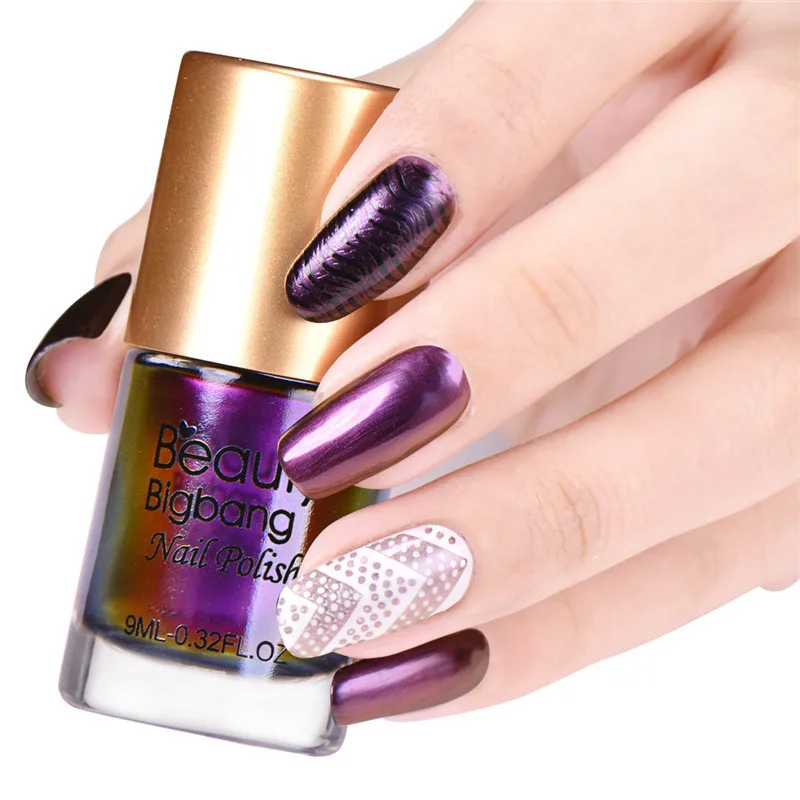 BeautyBigBang 9 мл 5 цветов хамелеон лак для стемпинга лак для дизайна ногтей Прочный ноготь лак Перманентный