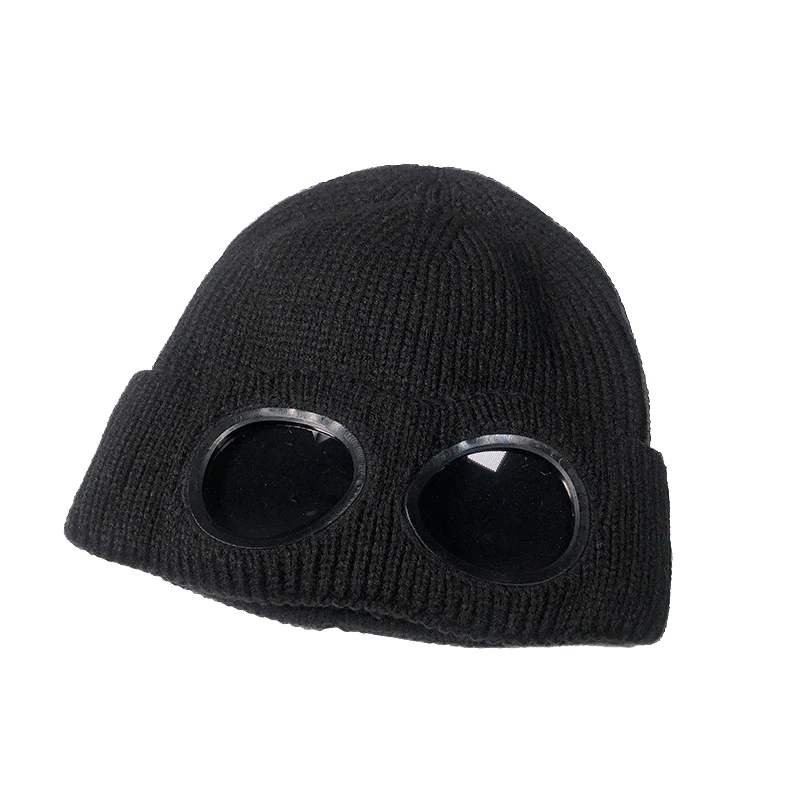

Fashion Knit Hats Adult 2019 Ski Cap With Removable Glasses For Men Women Double-use Thickened Winter Warm Beanies Skullies