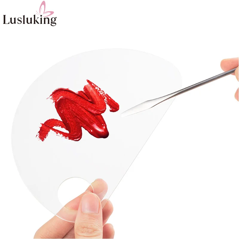 

Set Clear Acrylic Gel Foundation Pigment Eye shadow Mixing Makeup Nail Art Palette Stainless Steel Rod Spatula Manicure Tools