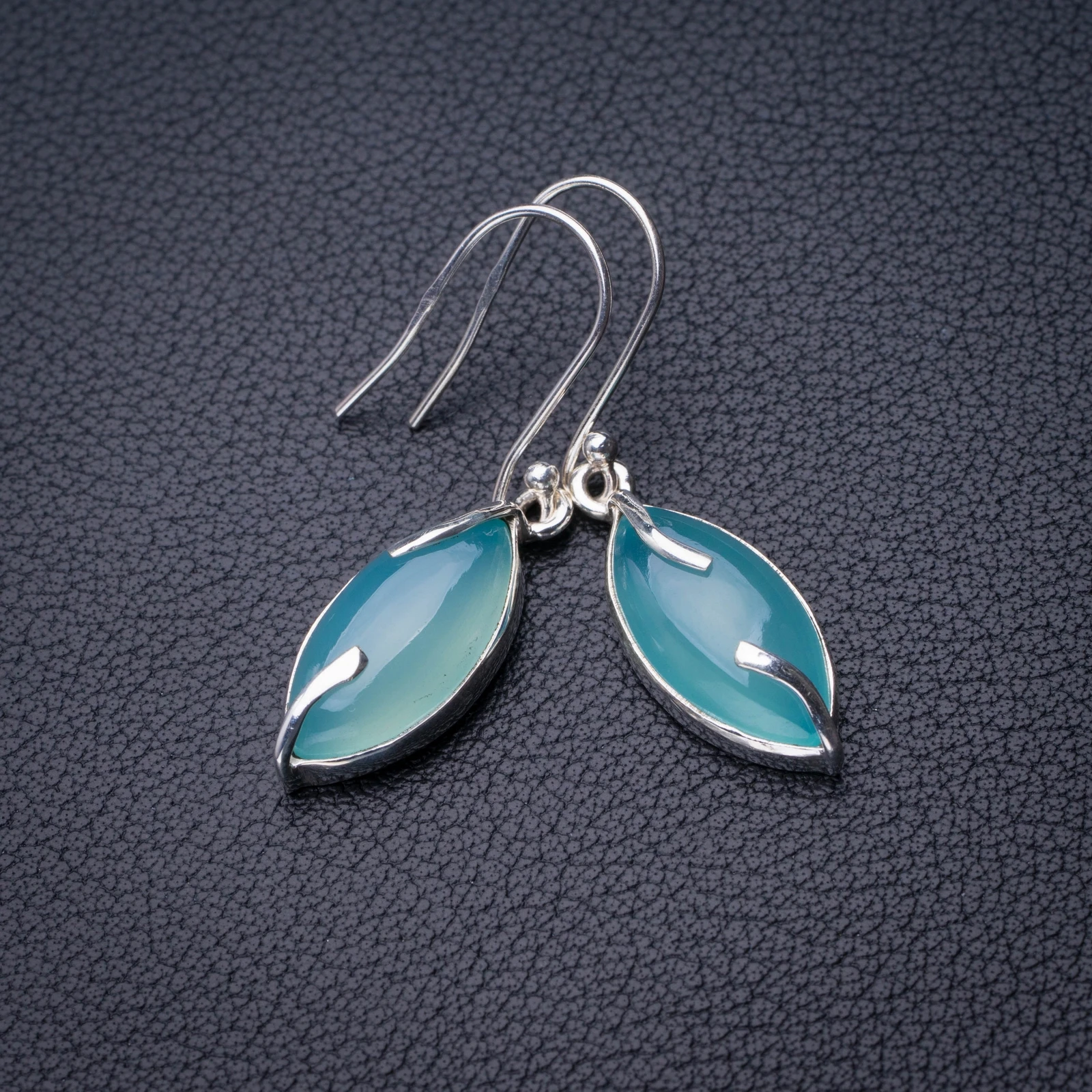 

StarGems Natural Chalcedony Handmade 925 Sterling Silver Earrings 1.5" D6690