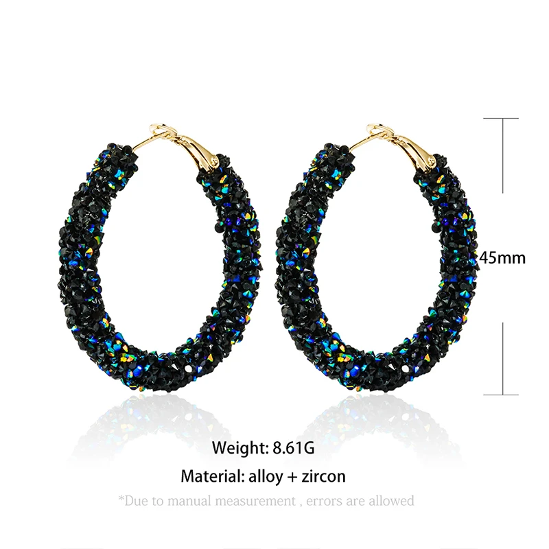 

New Korean Statement Hoop Large Drop Earrings For Women Vintage Geometric Crystal Round Gold Dangle Earings 2020 Fashion Jewelry