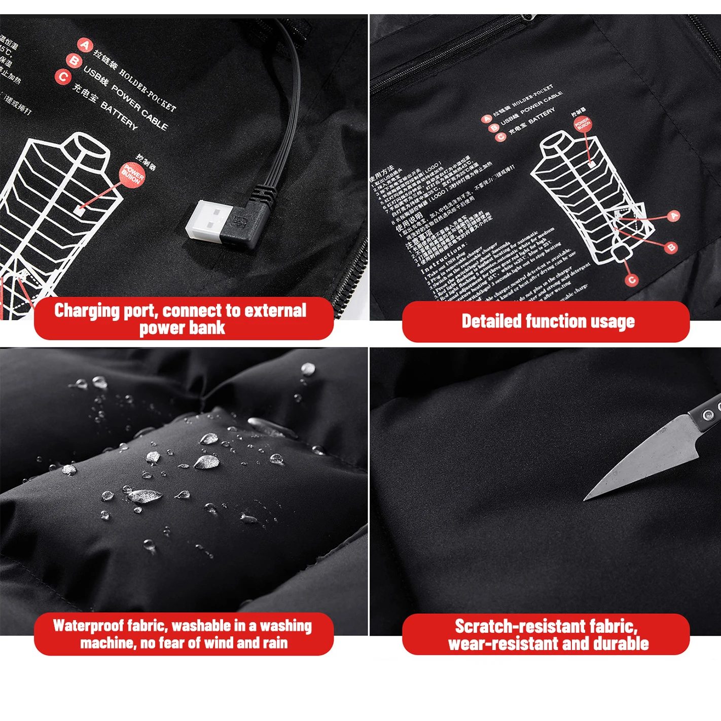 

9 Heating Pads Winter Outdoor Men's Electric Heated Vest Lightweight Waistcoat USB Heating Vest Winter Warm Jacket