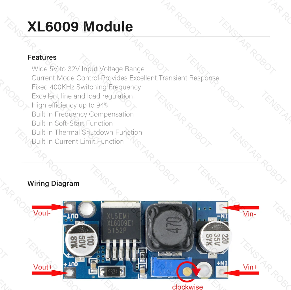 Tenstar Robot XL6009 DC-DC усилитель модуль питания модуль Выход Регулируемый супер LM2577 Повышающий Модуль