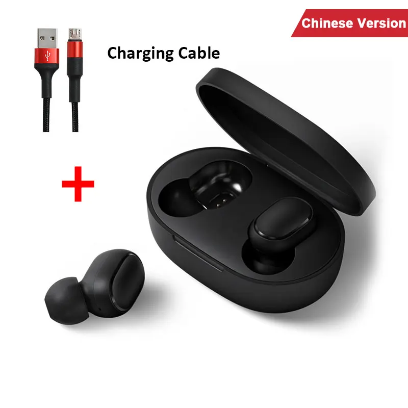 Оригинальные Xiaomi Redmi Airdots наушники Xiaomi беспроводные наушники Голосовое управление Bluetooth 5,0 шумоподавление управление - Цвет: Chinese Add Cable