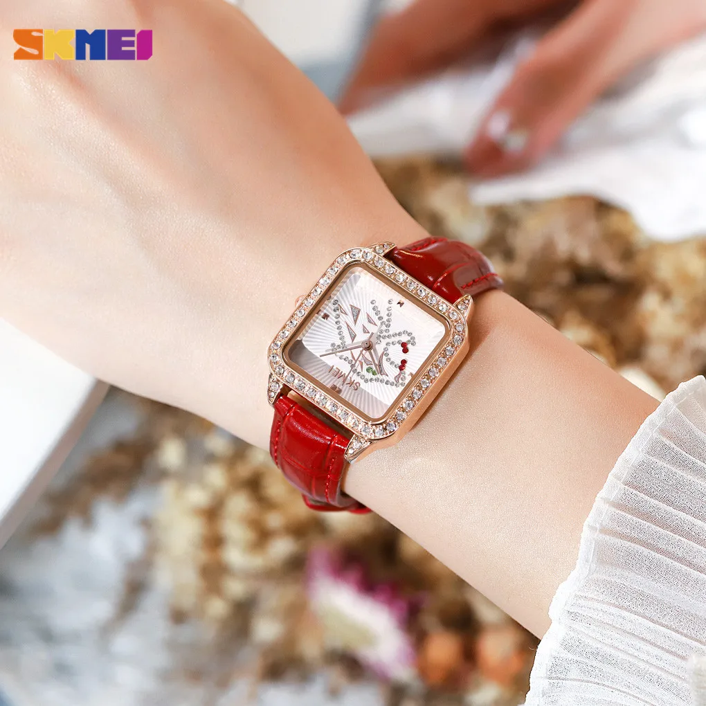 

SKMEI1768 новые модные высококачественные женские кварцевые часы с бриллиантами из розового золота