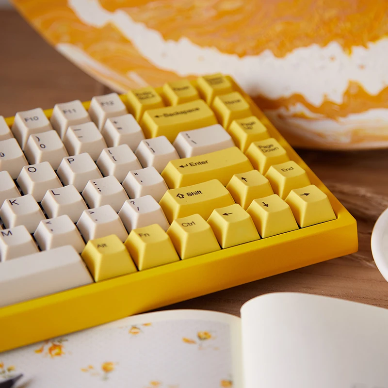Keycool cheir желтый цвет 84 клавиши механическая клавиатура PBTdye sub pbt keycap Cherry switch Клавиатура для ноутбука