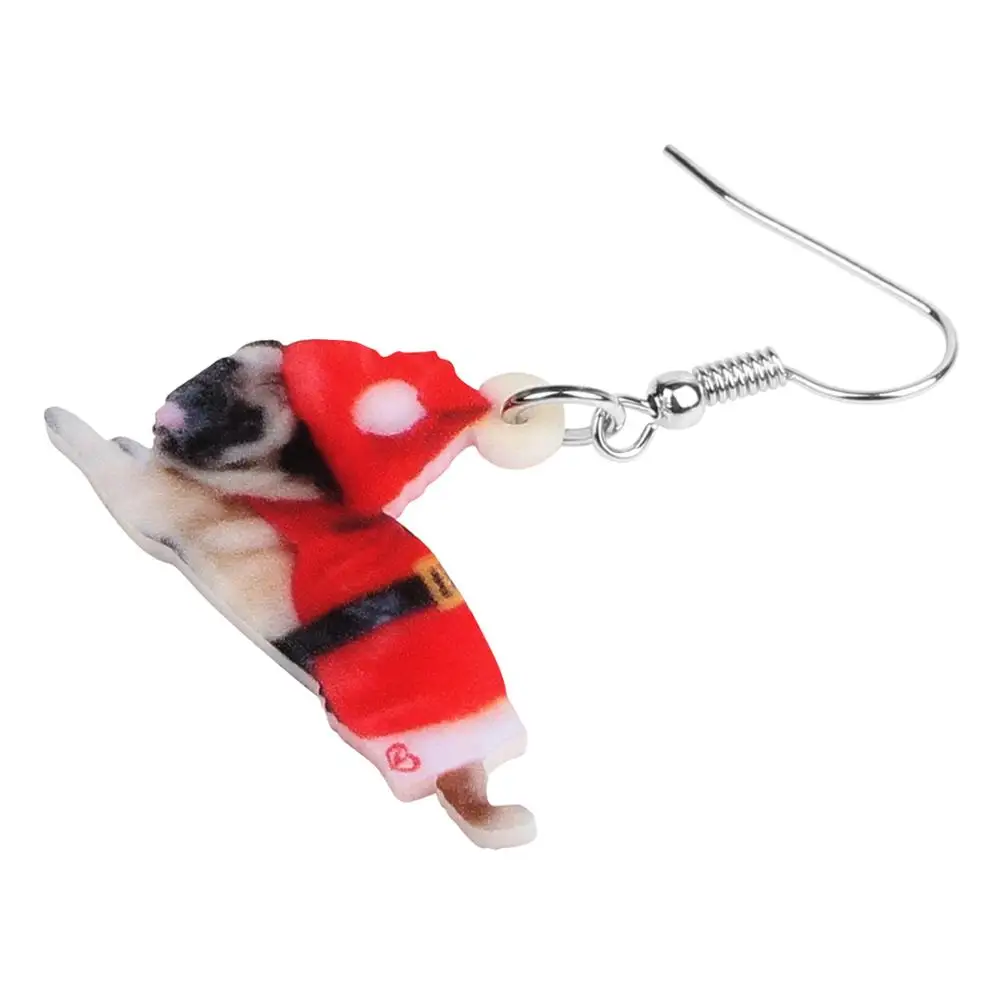 Bonsny Акриловая Рождественская шапка костюм форма мопса серьги-подвески в форме