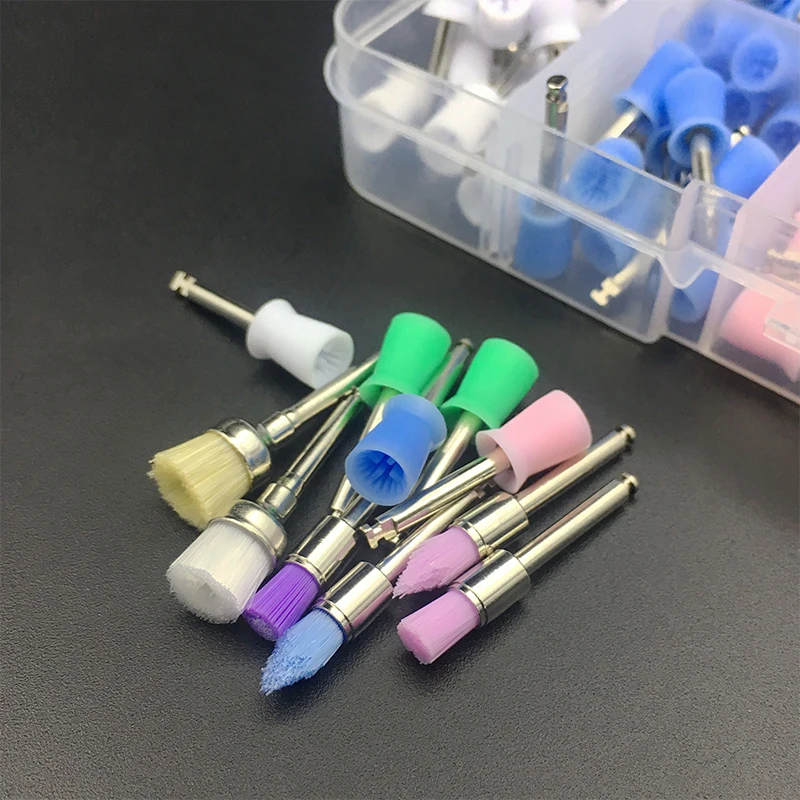 100pcsbox Dental Lab Polishing Brush Polisher Prophy Rubber Cup Latch Colorful Nylon Bristles Dentistry Tool Kit