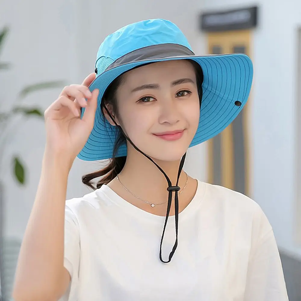 Женская летняя Солнцезащитная шляпа с широкими полями Кепка защитой от