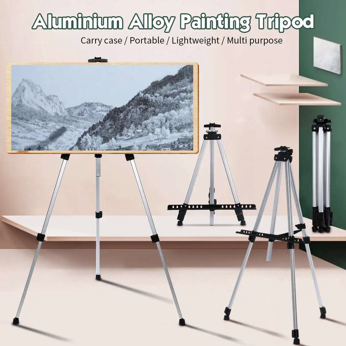 

Telescopic Aluminum Alloy Painting Tripod Foldable Painting Easel Tripod Drawing Board Display Stand Sketching Rack Storage Bag