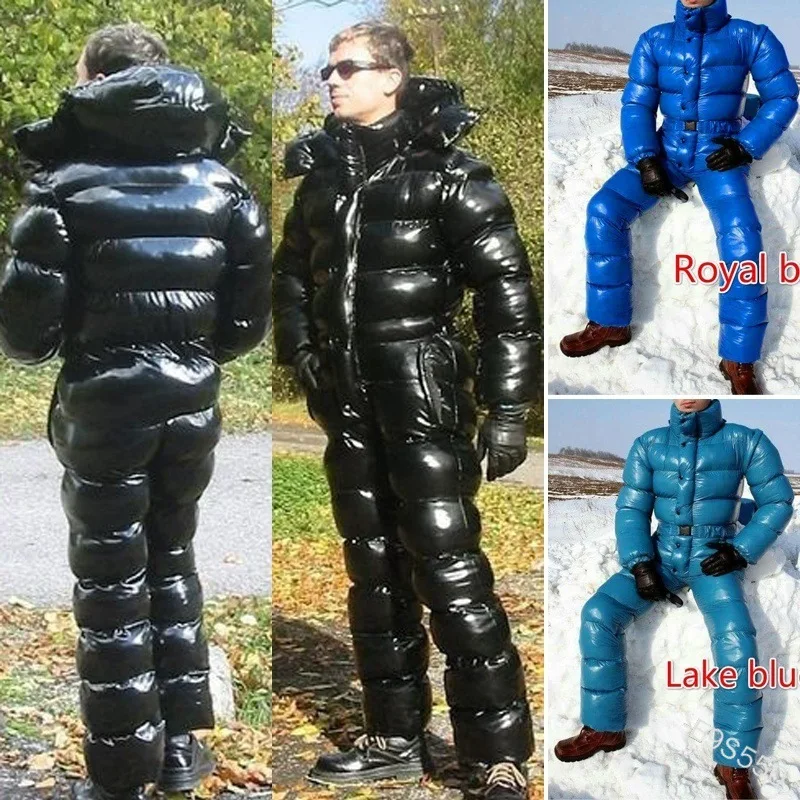 

Men's Jumpsuit Ski Suit Bright Color Hooded Jacket Fashion Outerwear Warm Parka Winter C4