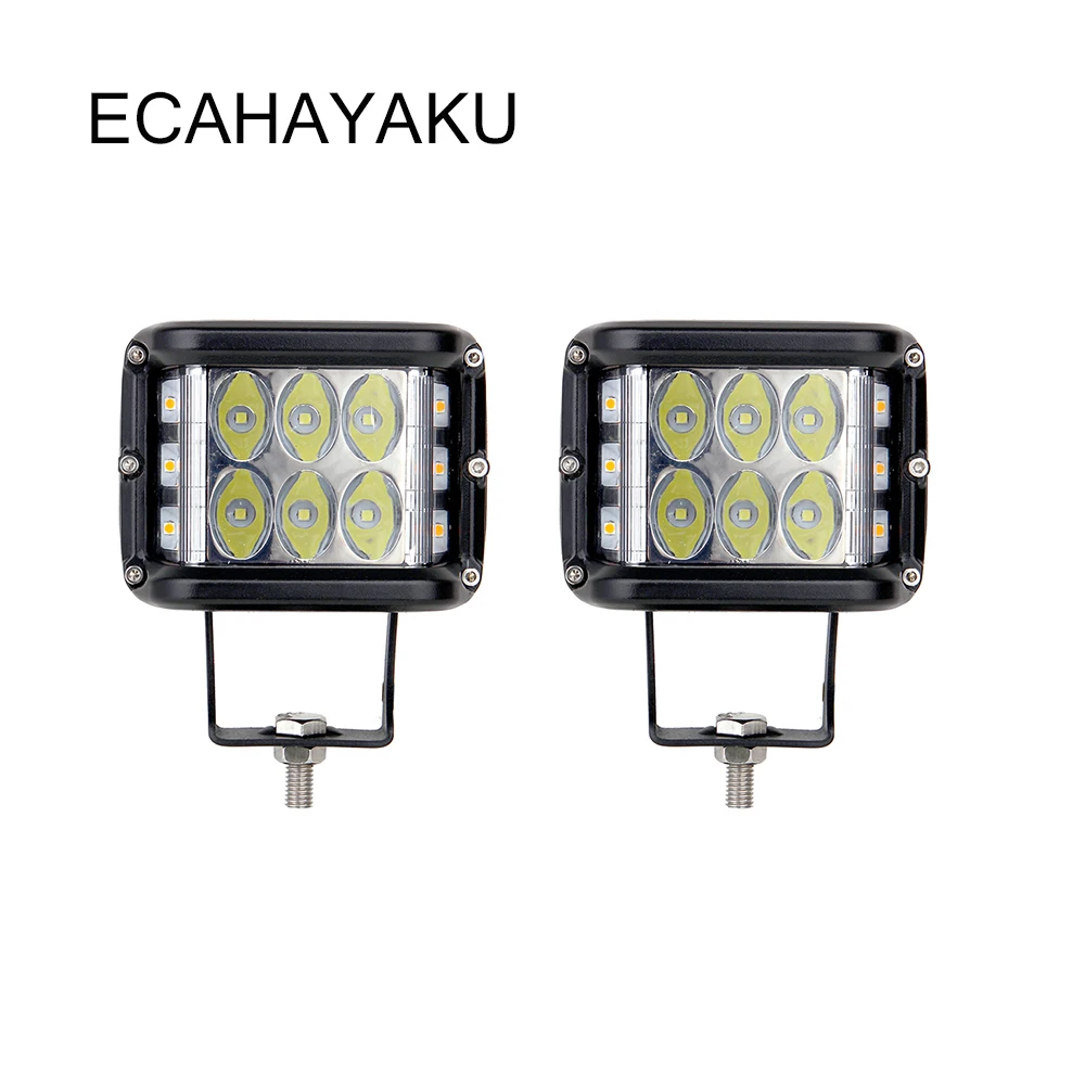

ECAHAYAKU 2 pcs 4 inch Cubic Dually Driving Light Waterproof Spot Beam 4000K/6000K for Fire Engine Police Car Jeep Car LED Lamp