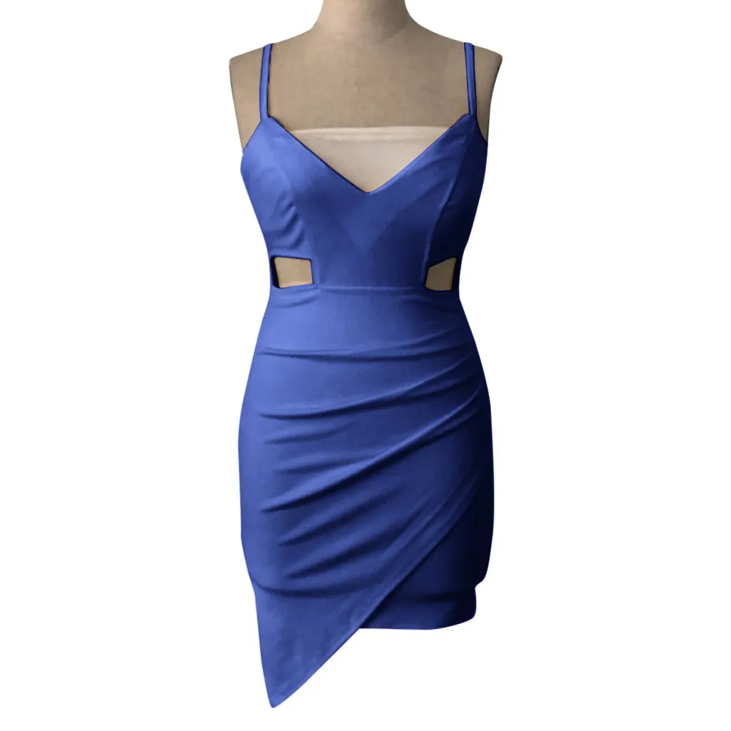 

Sexy Wrap Hip Mini Irregular Dress Yellow Hollow Out Night Club Party Vestido Mujer Spaghetti Strap Ruffled Elegant Dress Women
