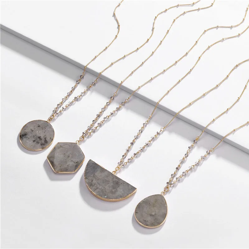 Модные ювелирные изделия ожерелье с подвеской из натурального Лабрадорита