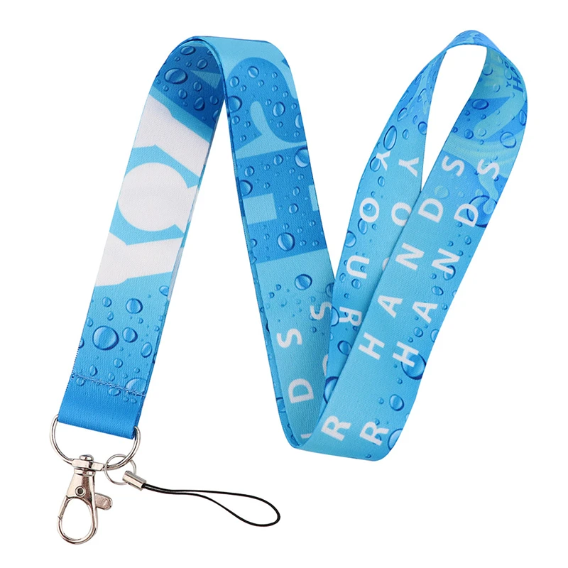 

Please wash your hands Water drops Keychain Lanyards Id Badge Holder ID Card Pass Gym Mobile Phone Badge Holder Key Strap