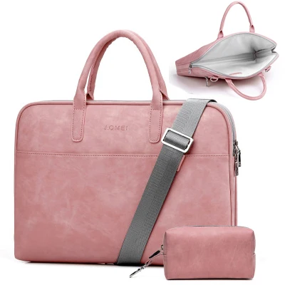 1 layer pink sets Сумка для ноутбука из искусственной кожи с защитой от царапин 14 15,6 17,3, сумка для Macbook Air 13, сумка Pro 13,3 15 чехол для женщин и мужчин, сумки через плечо - Цвет: 1 layer pink sets