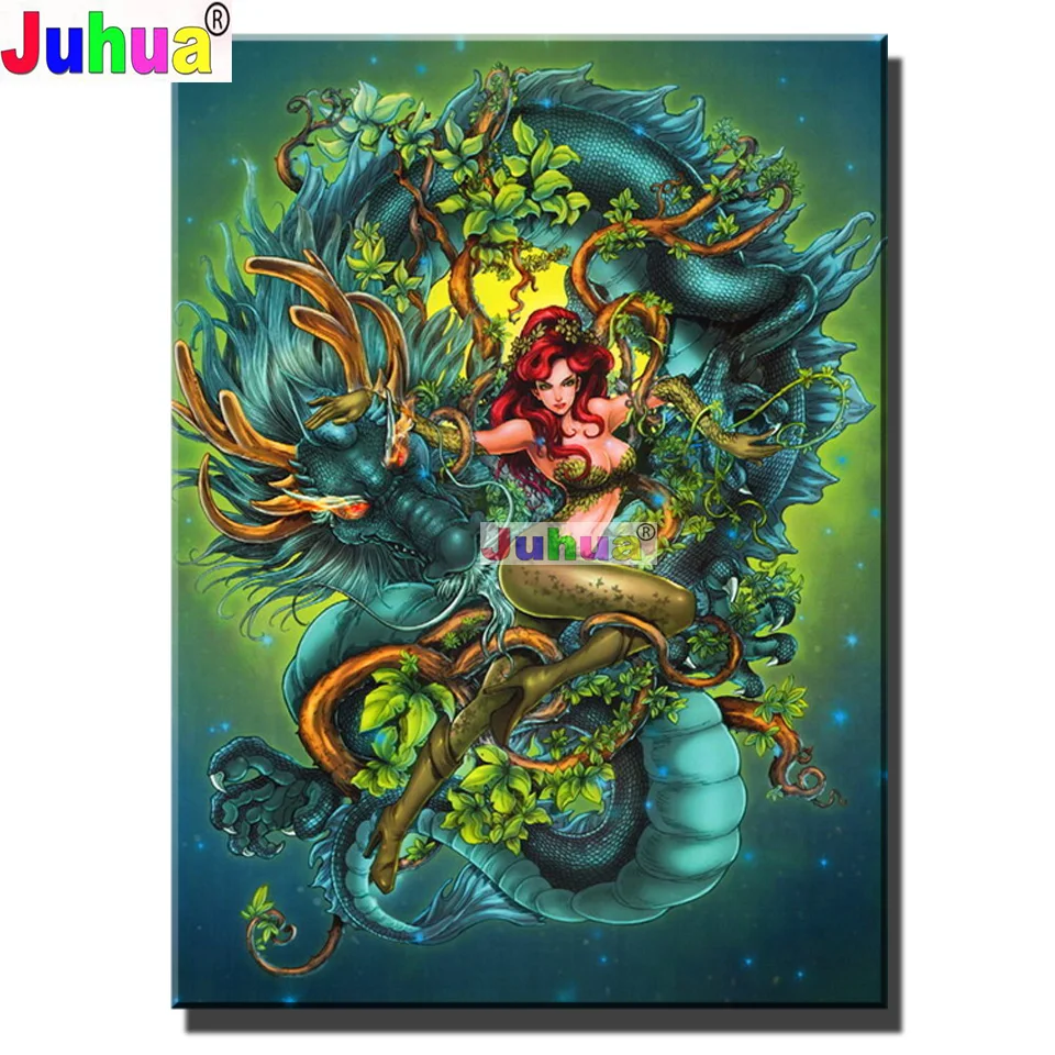 

Full Square round drill Diamond Embroidery Rattan Fairy DIY 5D diamond painting Mosaic Kits Evil Dragon Cross Stitch Needlework