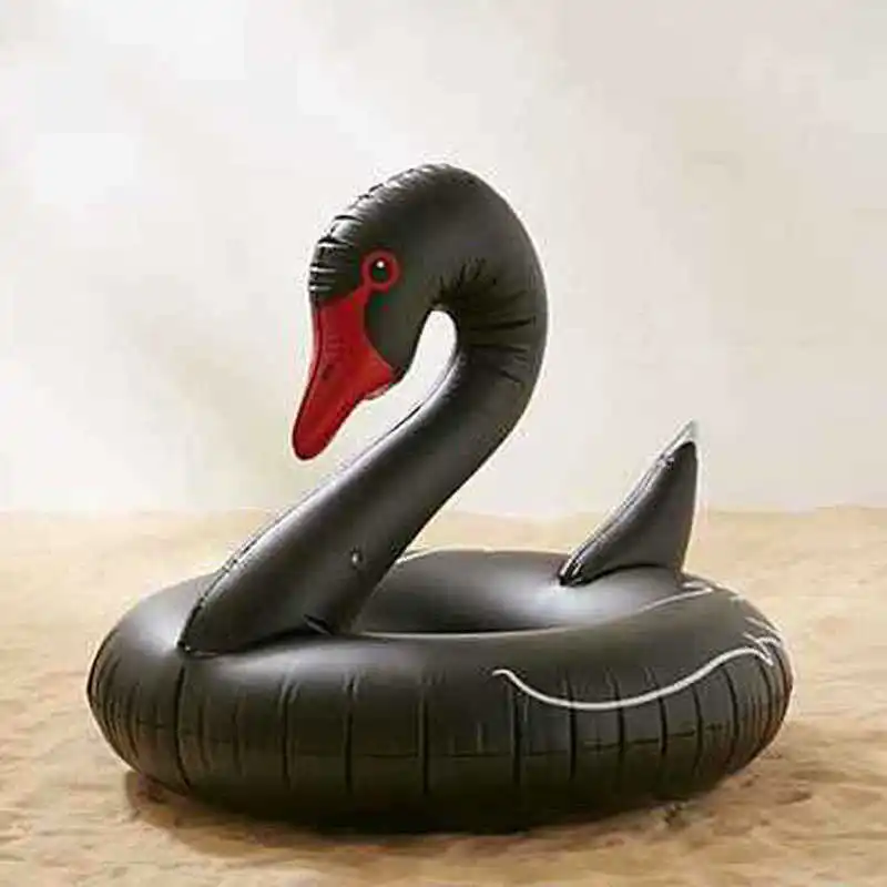 Надувное черно белое Лебединое Кольцо гигантское кресло для бассейна плавающее