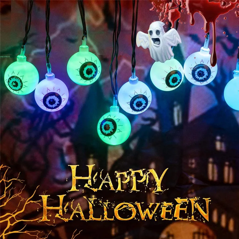 

LED Fairy Light Ghost Eye Model Creative Light String Battery Powered Garland Halloween Flower Lantern LED Light Garland