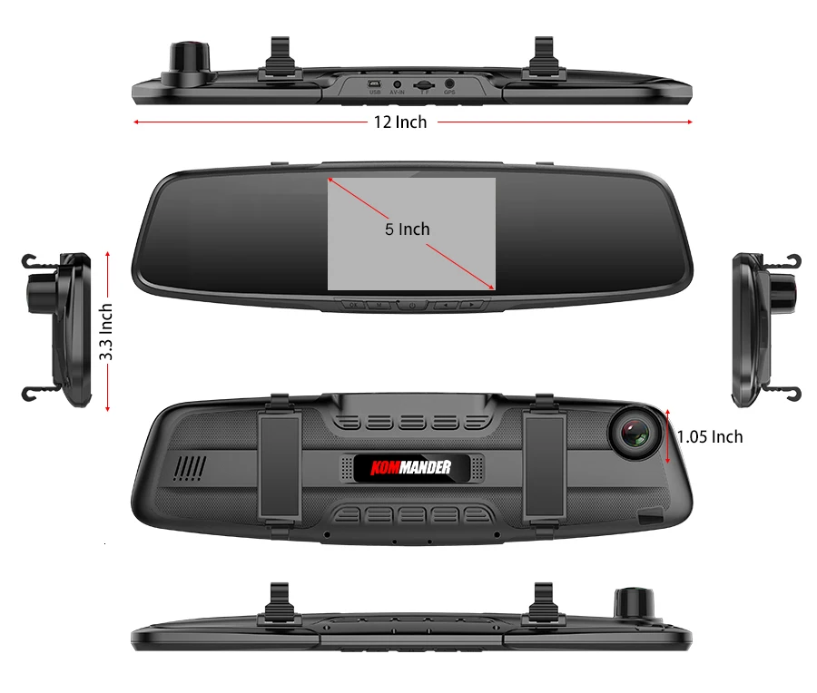Kommander зеркало радар детектор Анти радар автомобильный детектор с gps 3 в 1 DVR Full HD 1080P рекордер камера заднего вида для России