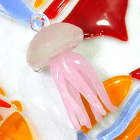 pink jellyfish pendant glass sea animal miniature figurines creative cute hanging marine life ornaments aquarium kawaii decor