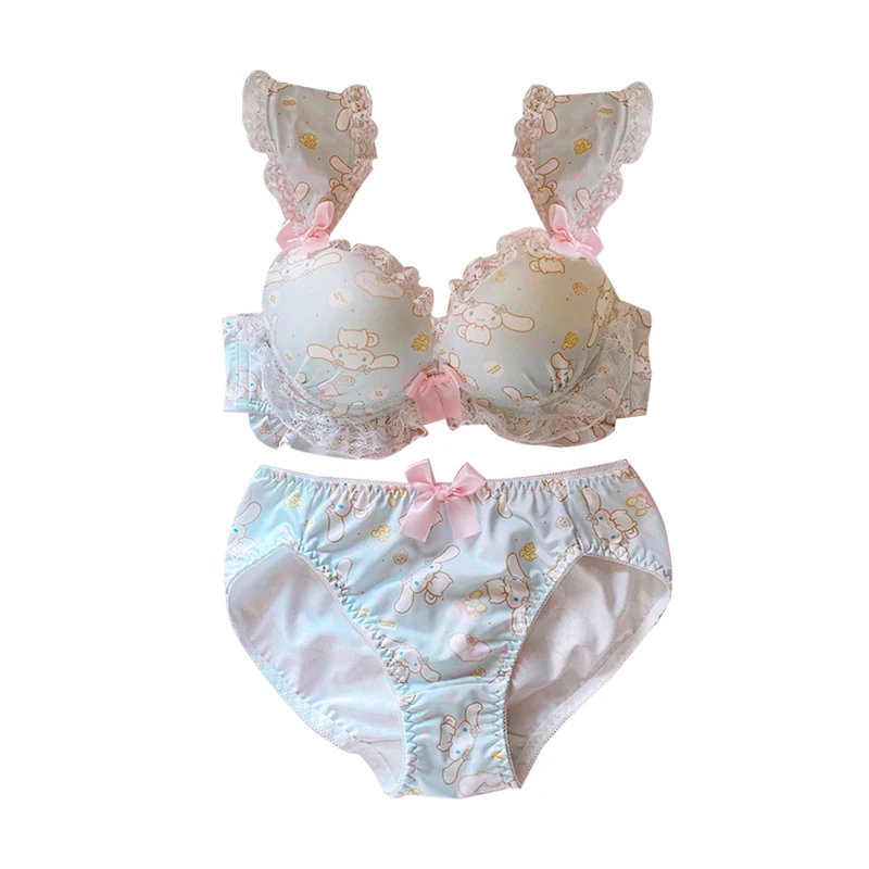 

Plus Size Lingerie Set Sexy Cute Lace Push Up Bra and Panty Set Underwear Women Girl Kawaii Bra Thong Briefs My Melody Two Piece