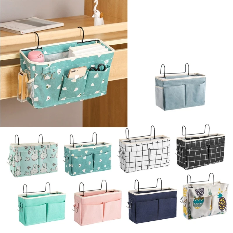 

Bedside Caddy Bunk Bed Hanging Organizer Pocket with Metal Hooks Baby Stroller Storage Bag Shelf Basket for Dormitory