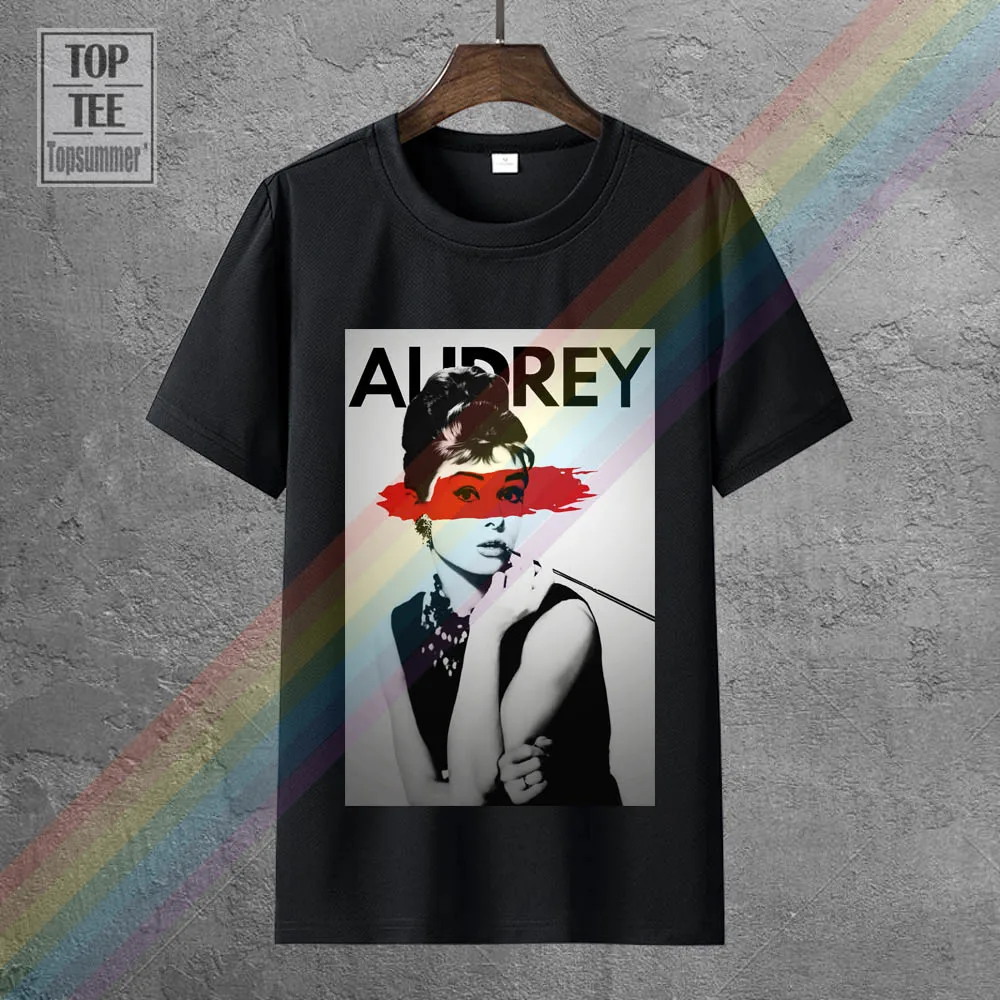 

Audrey Hepburn 1950'S 60'S Actress Photo Red Stripe Adult T Shirt Classic