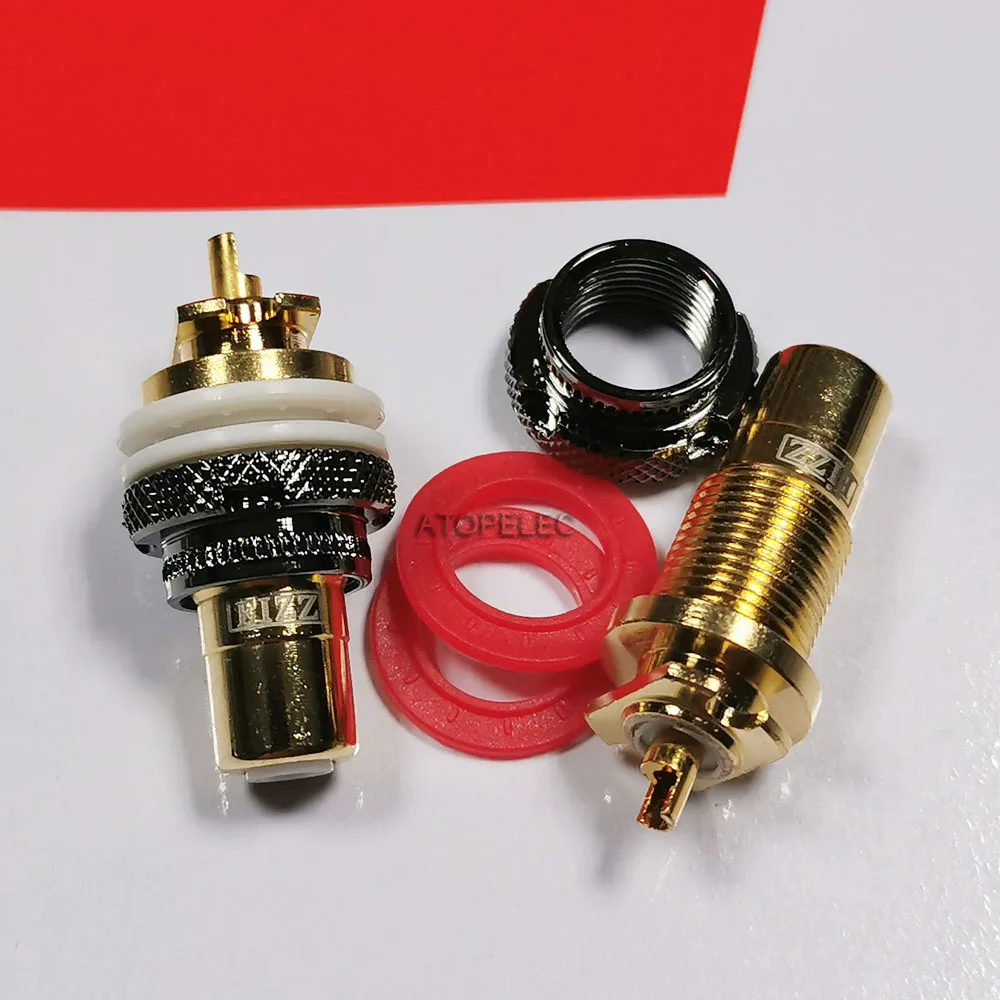 2 шт. EIZZ 24K позолоченный медный гнездовой разъем RCA для HiFi Audio TV CD AMP Панель Шасси |