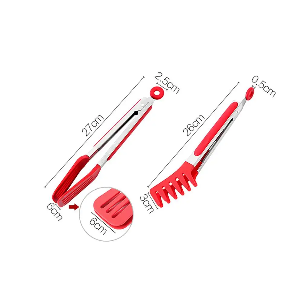 

Silicone Food Tong Stainless Steel Kitchen Silicone Non-slip Cooking Clip Clamp BBQ Salad Tools Kitchen Accessories Kitchen