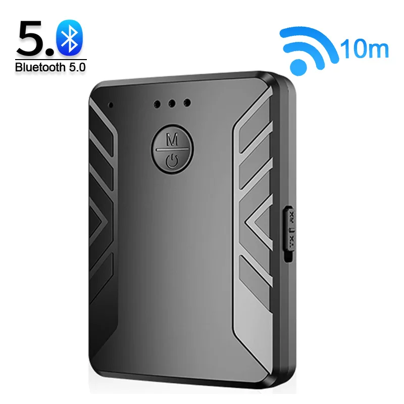 

T19 Bluetooth 5.0 Transmitter Receiver Wireless Audio Adapter 3.5mm AUX Hands-Free With Mic For TV Headphones Speaker