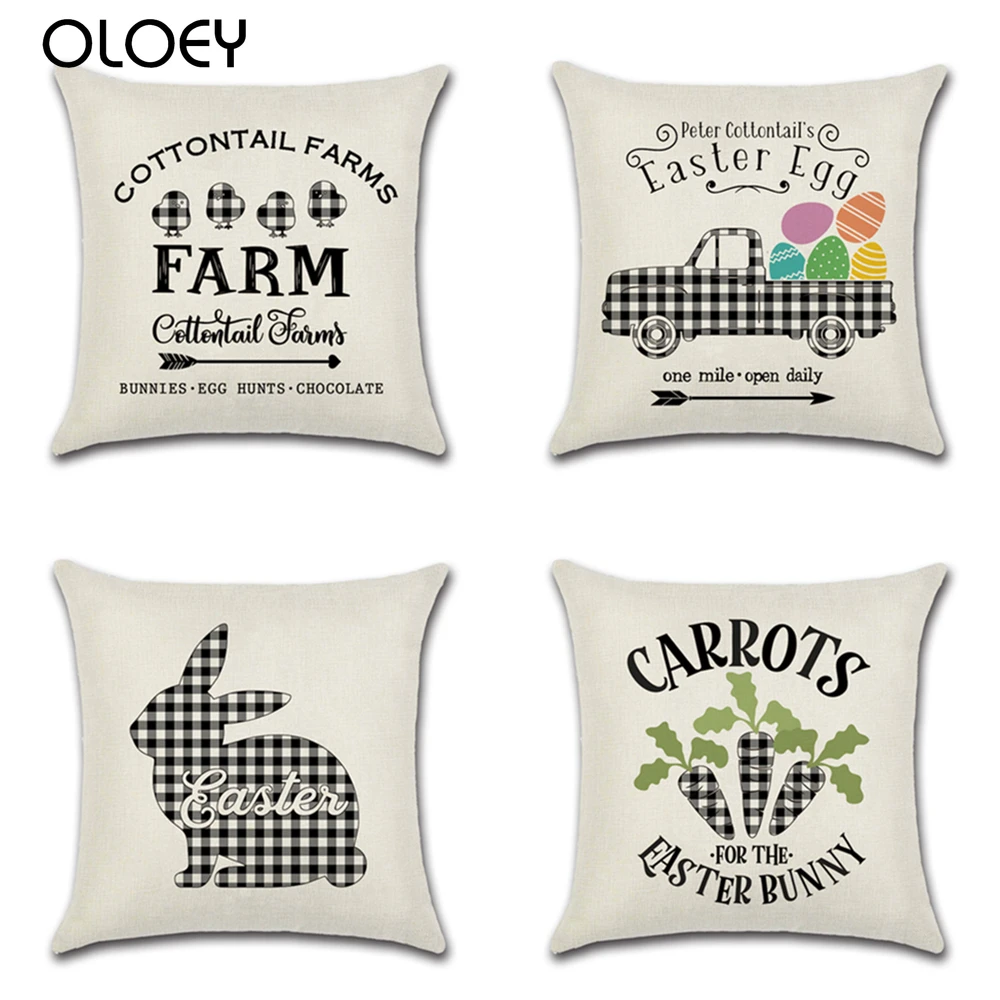 

Кролик, пасхальные яйца, грузовик, морковка, наволочка для подушки, клетка, наволочка, украшение для комнаты в скандинавском стиле
