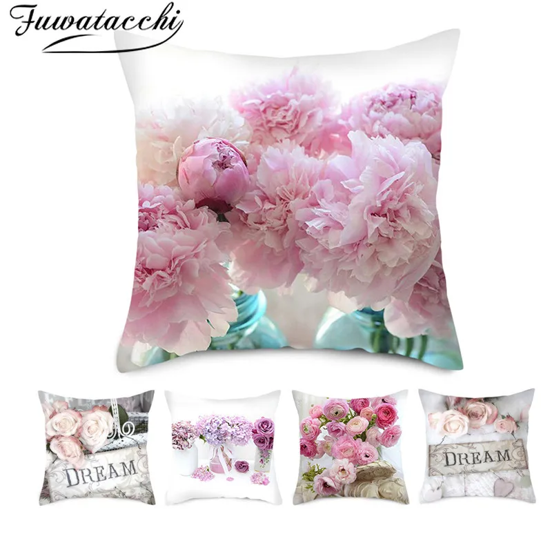 Fuwatacchi наволочки с розовыми цветами красивые для Цветочная Подушка дома спальни