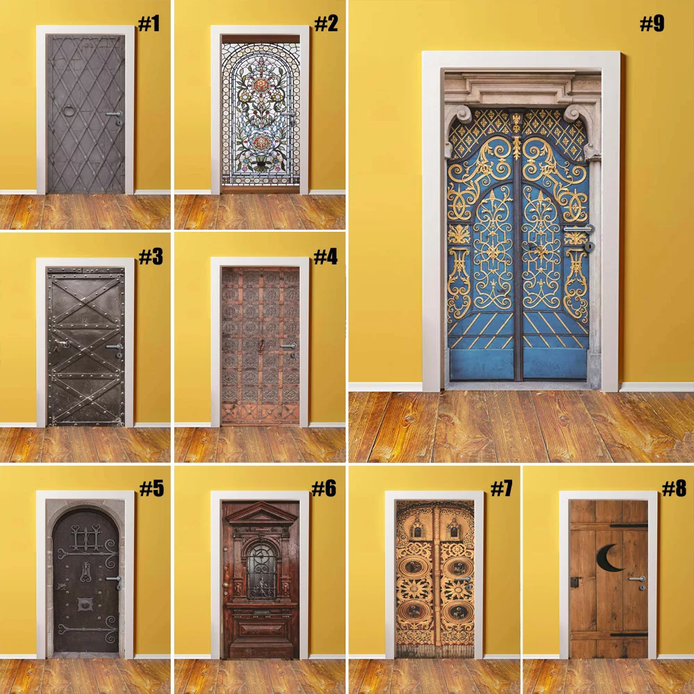 

3d Door Sticker Canvas Print Picture Retro Self Adhesive Waterproof Wallpaper Home Decoration Wall Arts Kids Room Canvas Paste