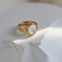 high quality engagement anillos white shell gold plated finger ring customize name jewelry fashion ring