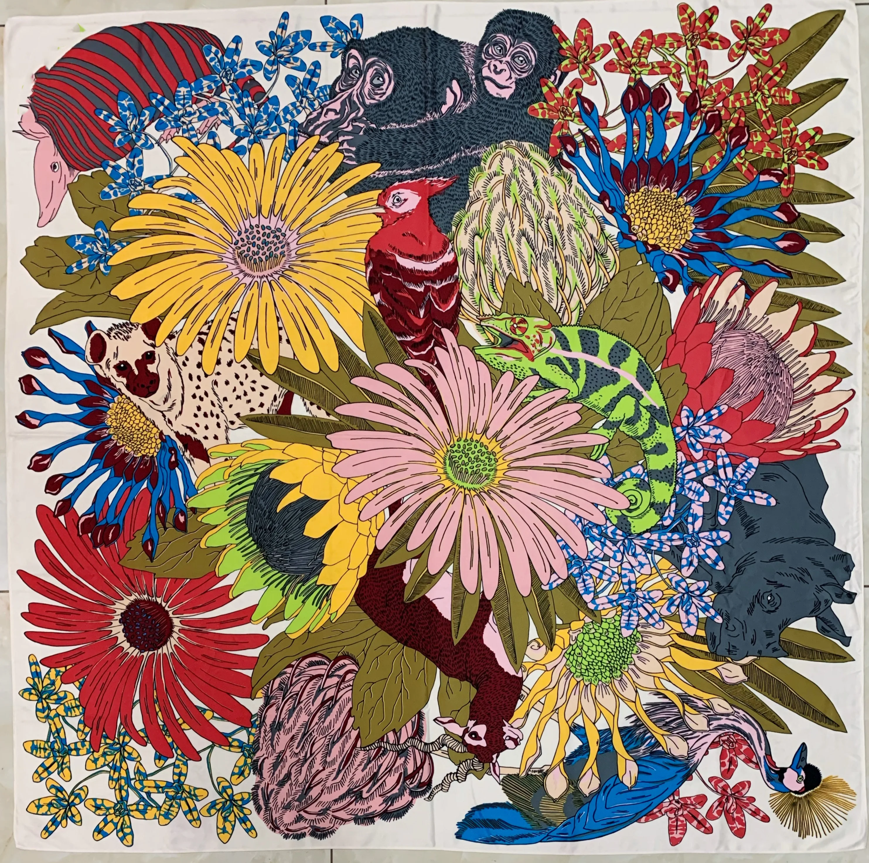 Новый женский шелковый шарф с принтом многофункциональный пляжным полотенцем -