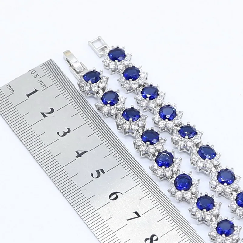 Женское Ожерелье серебряного цвета с голубым и белым цирконом свадебные