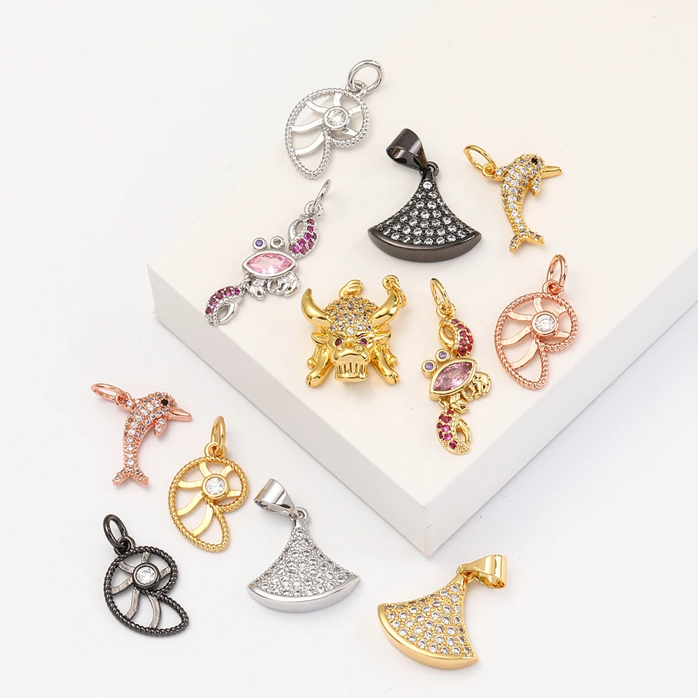 Очаровательные шармы для изготовления ювелирных изделий золотые животные рыба