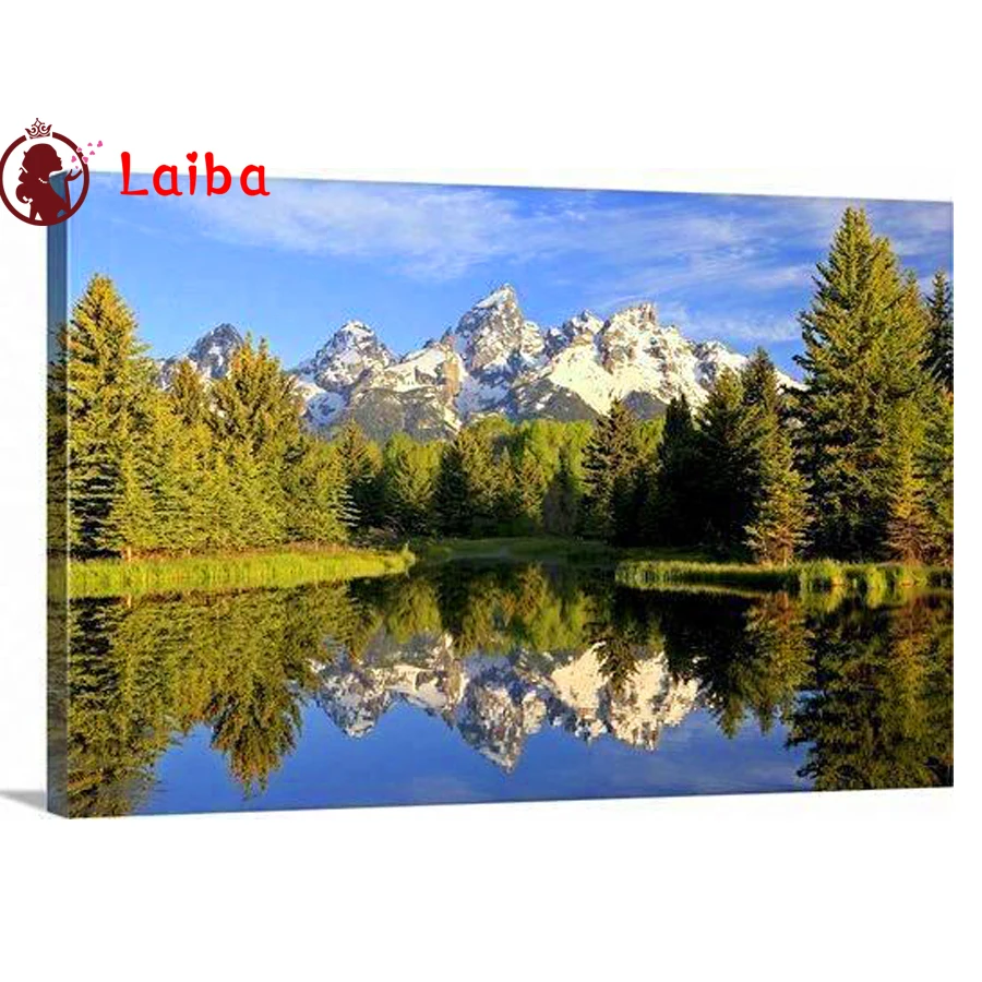 Зеленый Лес Дерево 5d diy алмазная живопись вышивка крестиком камни в форме ромба