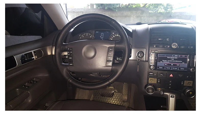 Черный чехол рулевого колеса автомобиля из искусственной кожи для Volkswagen VW Phaeton 2004-2010