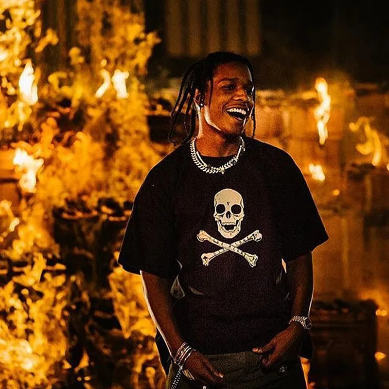 

Мужские футболки с принтом черепа, американские Топы с коротким рукавом, сезон весна-лето, Мужская одежда, уличная одежда, повседневные футб...