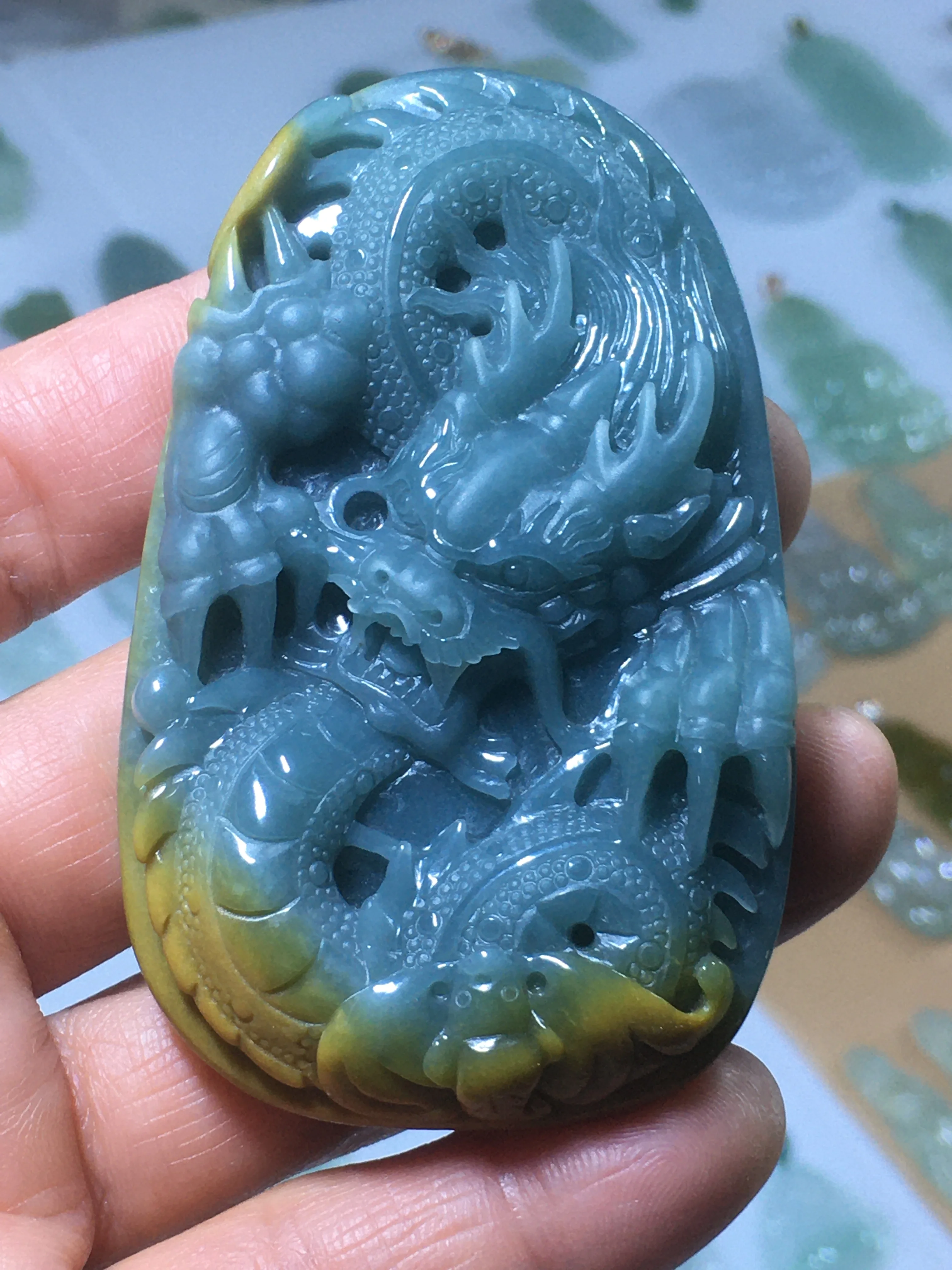 

Natural Myanmar jade 7A HandCarved green dragon jadeite jade pendant jade necklaces pendants jewelry men woman