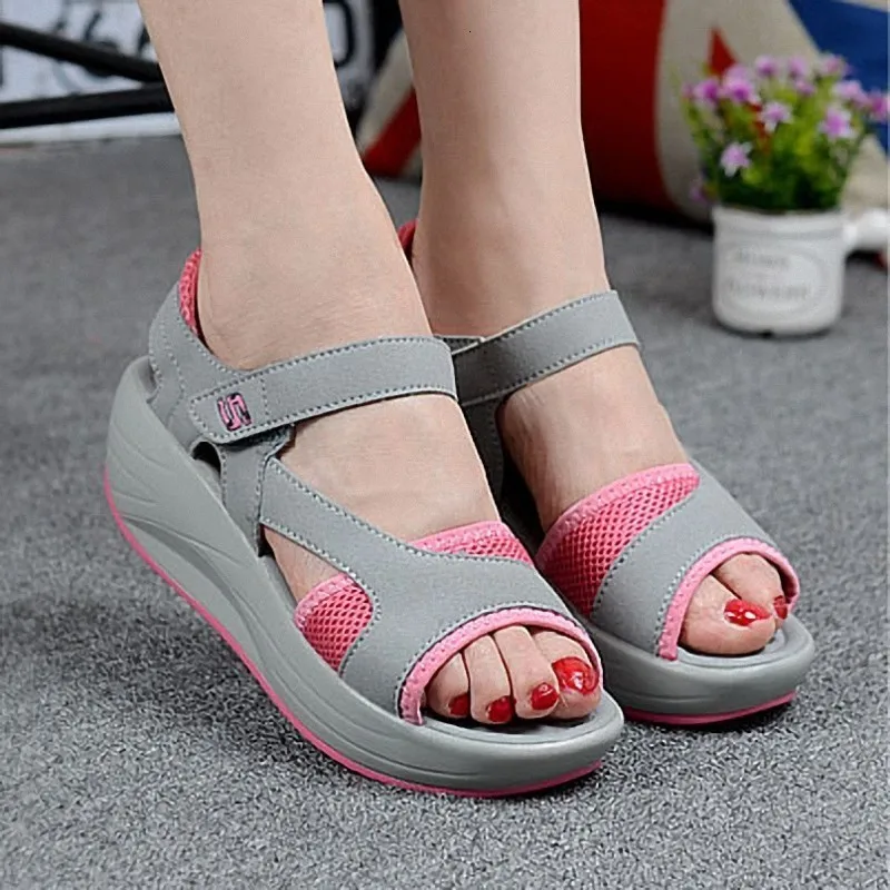 

Women Platform Sandals Shoes 2021 Wedges Swing Shoes Casual Comfortable Non-slip Breathable Ladies Mesh Shoes Open Toe Sandals