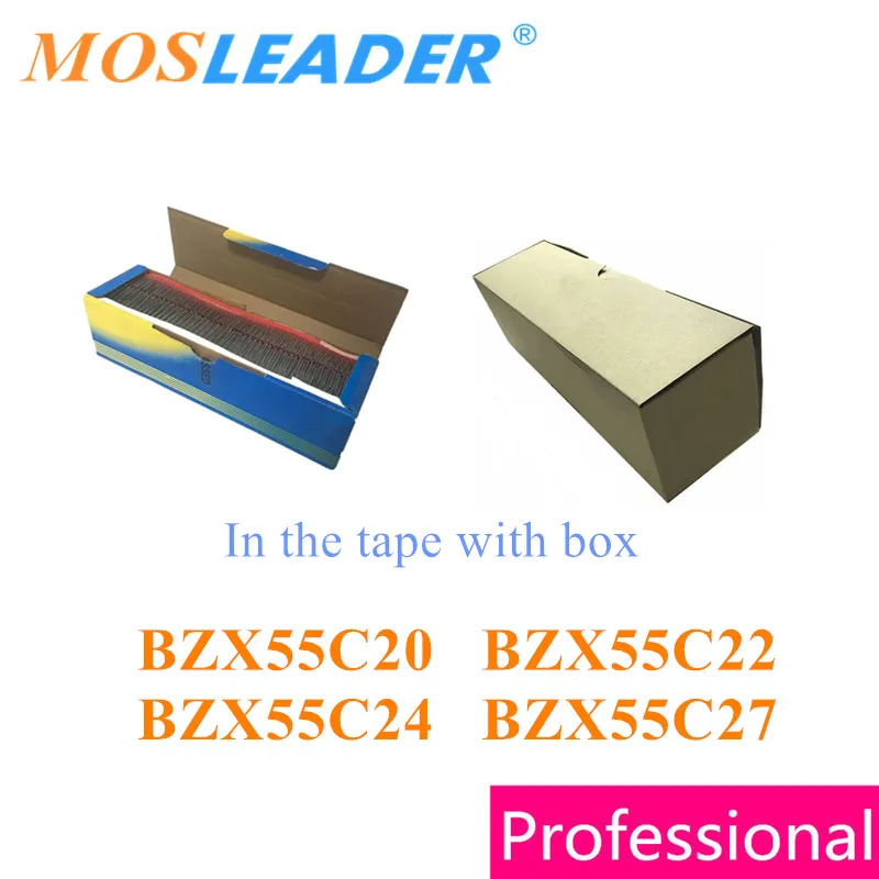 Mosleader 5000 шт., DO35, BZX55C20, BZX55C22, BZX55C24, BZX55C27, лента с коробкой 20 в, 22 В, 24 В, 27 в, китайские товары