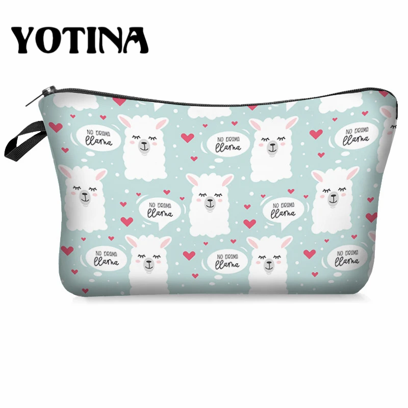bpd54189 Yotina женская косметичка llama 3D печать с разноцветным рисунком Макияж сумка на молнии путешествий Органайзер для макияжа - Цвет: bpd54189