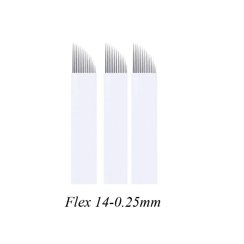 0 25 мм микроблейдинг 14 контактов S14 наклонные иглы для татуажа бровей