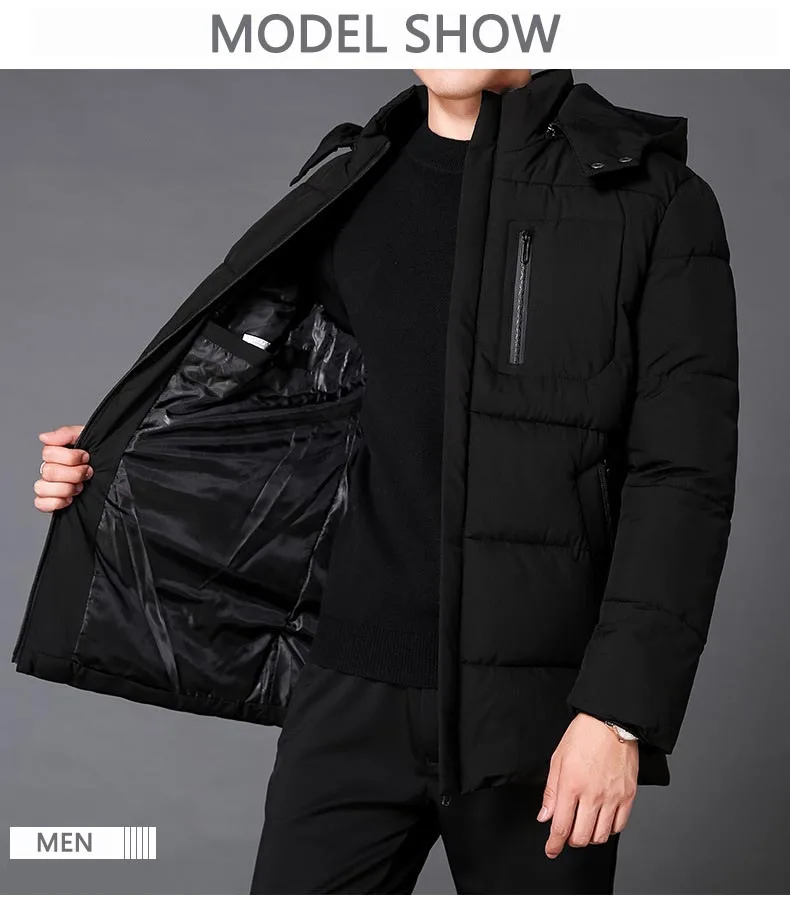 New Men's Winter Down Jacket High Quality Thick Winter Middle-Aged Warm Long Coat Cotton Clothes Men Parkas