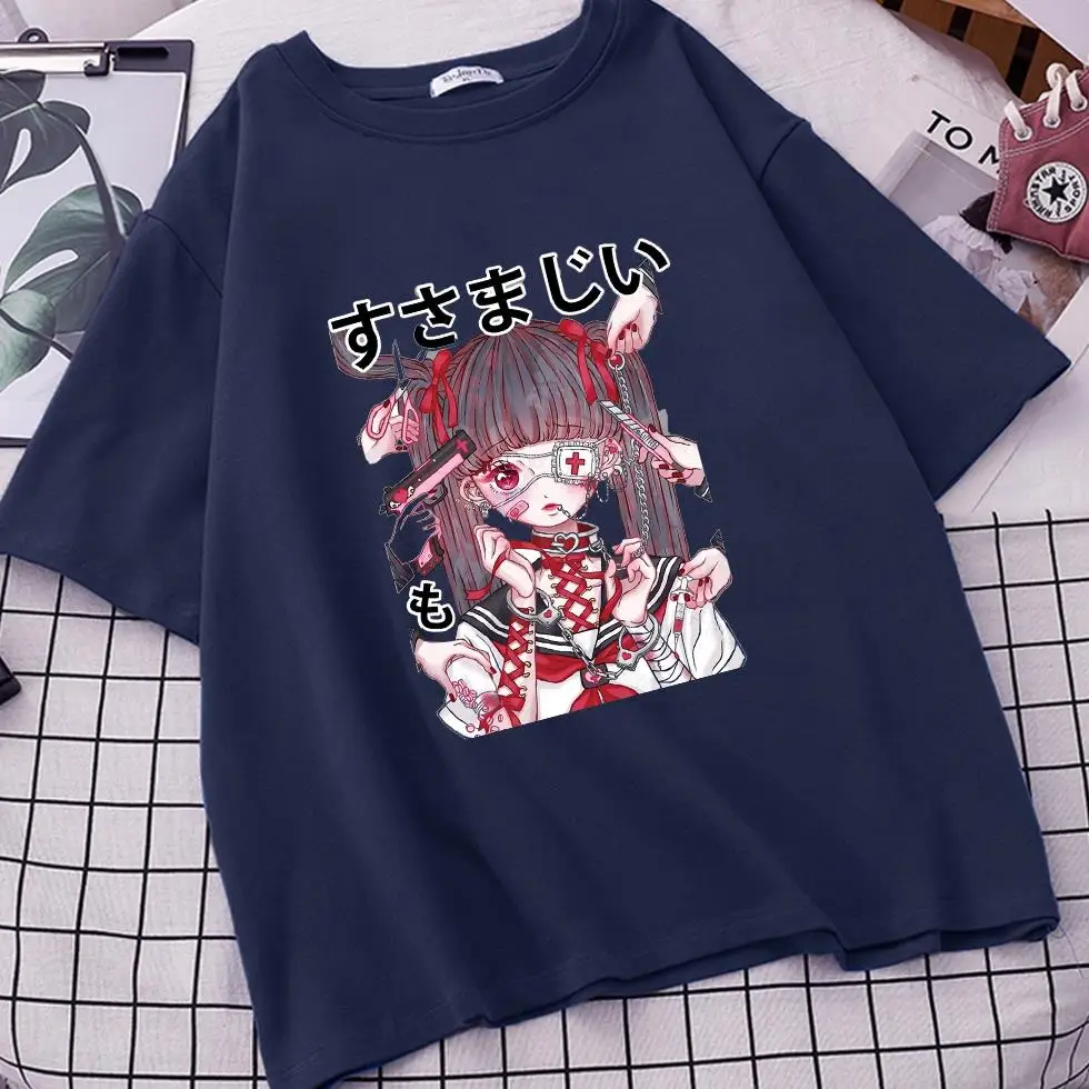 

Women Casual Tshirt White Cartoon Funny Girl Printed Streetwear Female Tops Tee Short Sleeve Fashion T Shirt Hip Hop Clothes